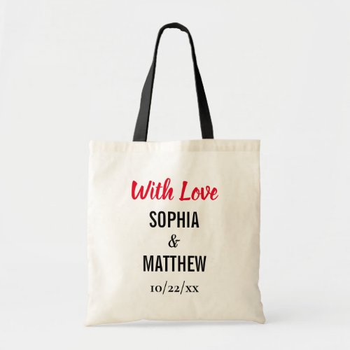 Simple Elegant Wedding Thank You With Love Tote Bag