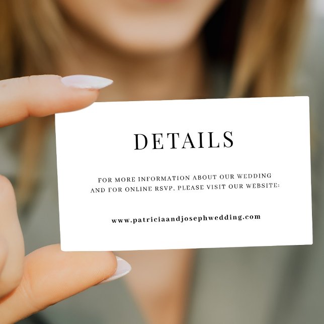 Simple elegant wedding website details enclosure card (Creator Uploaded)