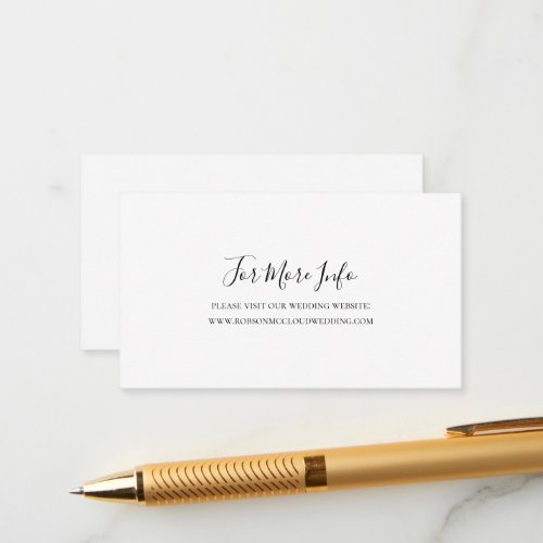 Simple Elegant Wedding Website Enclosure Card