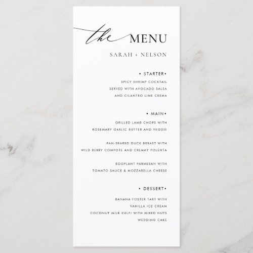 Simple Elegant Wedding Wedding Food Menu