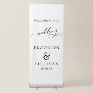 Simple, Elegant Wedding Welcome Black & White Retractable Banner