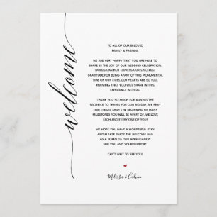Simple Elegant Wedding Welcome & Events Card