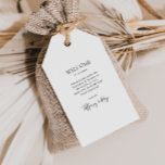 Simple Elegant Wedding Welcome Gift Tags<br><div class="desc">These simple elegant wedding welcome gift tags are perfect for your modern minimalist black and white wedding. The design features minimal contemporary font accompanied by formal calligraphy. Keep it as is,  or choose to personalize it with your own artwork or photos!</div>