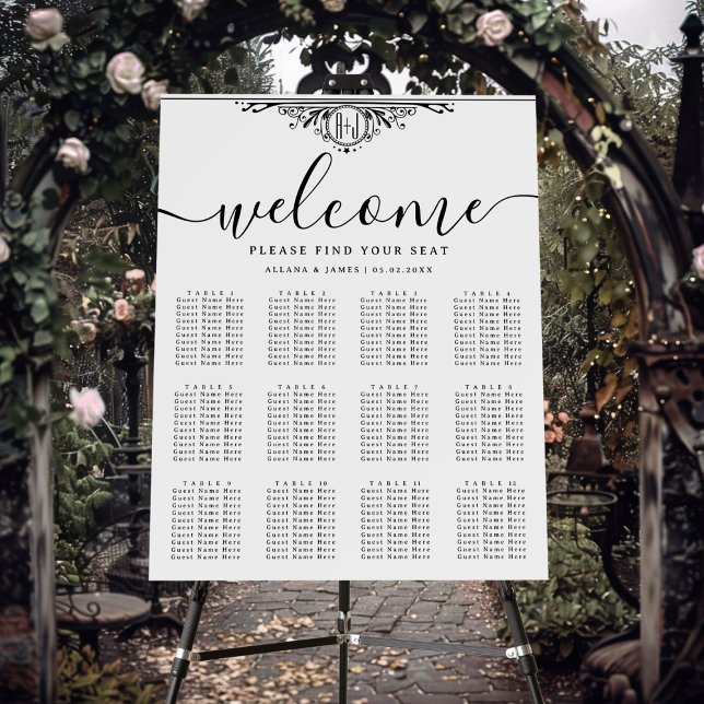 Simple Elegant Wedding Welcome Seating Chart Foam Board (Creator Uploaded)