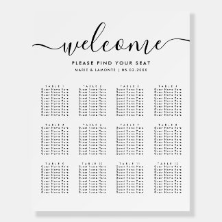 Simple Elegant Wedding Welcome Seating Chart Foam Board