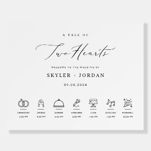 Simple Elegant Wedding Welcome Sign with Timeline