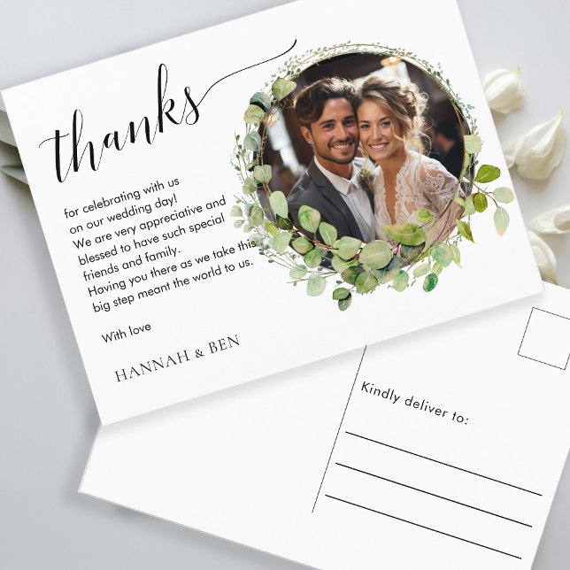 Simple, elegant, weddings "Thanks" 1 Photo Postcard (Creator Uploaded)