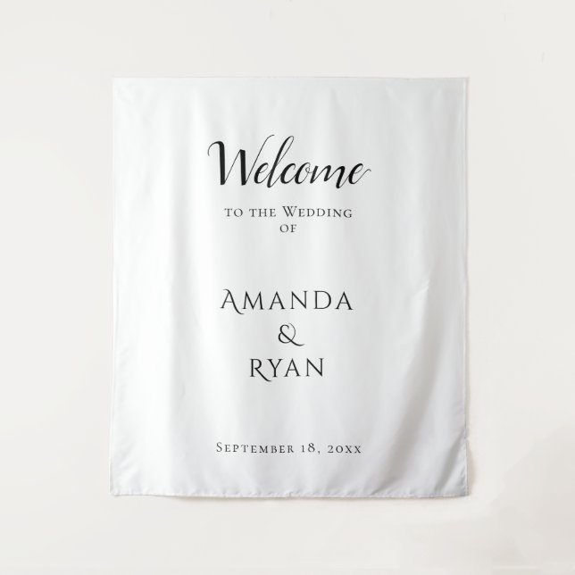 Simple Elegant Welcome Script Wedding Backdrop (Front)