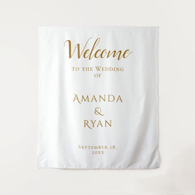Simple Elegant Welcome Script Wedding Backdrop (Front)