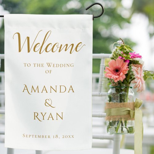 Simple Elegant Welcome Script Wedding Garden Flag