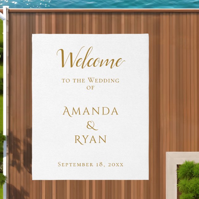 Simple Elegant Welcome Script Wedding Outdoor Rug (Insitu (Outdoor 2))