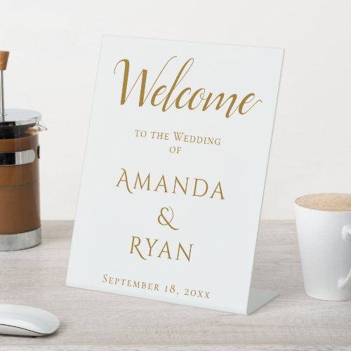 Simple Elegant Welcome Script Wedding Pedestal Sign