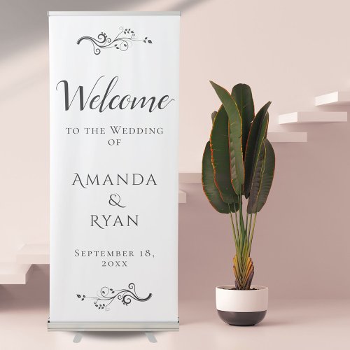 Simple Elegant Welcome Script Wedding Retractable Banner