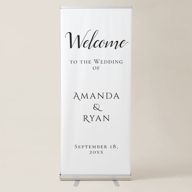 Simple Elegant Welcome Script Wedding Retractable Banner (Front)