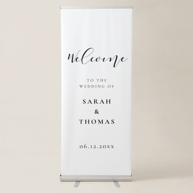 Simple elegant Welcome to our wedding Retractable Banner (Front)