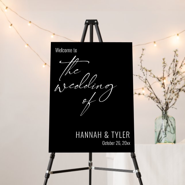 Simple Elegant Welcome to the Wedding of Black Foam Board (In Situ (Stand))