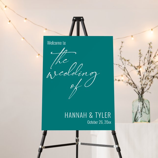 Simple Elegant Welcome to the Wedding of Teal Sign (In Situ (Stand))