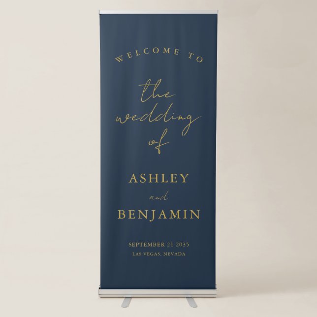 Simple Elegant Welcome Wedding Retractable Banner (Front)