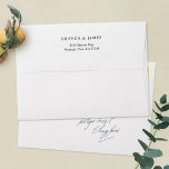 Simple Elegant White 5 x 7 Wedding Return Address Envelope<br><div class="desc">These white pre-addressed 5 x 7 wedding invitation envelopes are easy to customize with your details. We've placed your return address on the flap in a standard a standard black, but you can easily change the text color to suit your style. In that case, you might see a color in...</div>