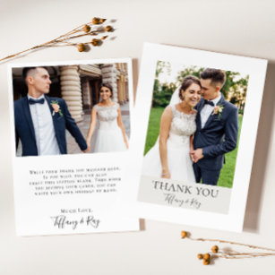 Simple Elegant   White and Beige Flat Photo Thank You Card