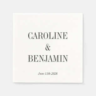 Simple Elegant White Background Custom Wedding Napkins
