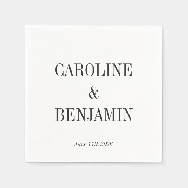 Simple Elegant White Background Custom Wedding Napkins (Front)