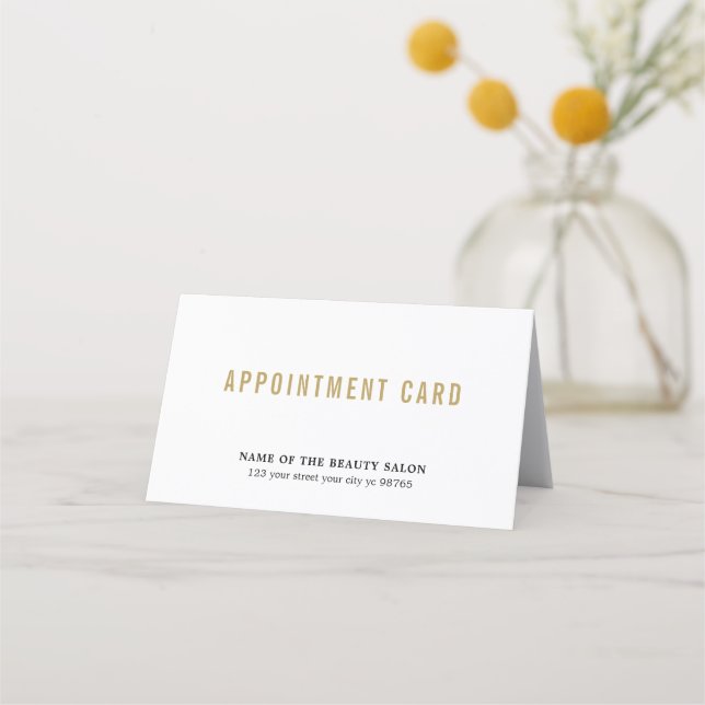 Simple Elegant White Beauty Appointment Card (Front)