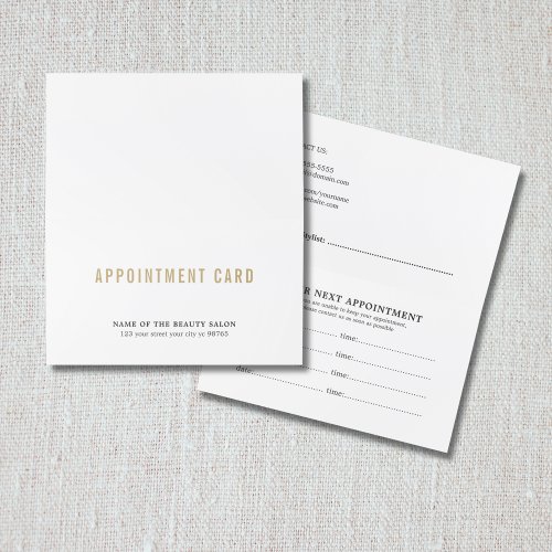 Simple Elegant White Beauty Appointment Card