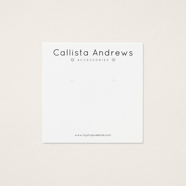 Simple Elegant White Black Hearts Earring Display (Front)