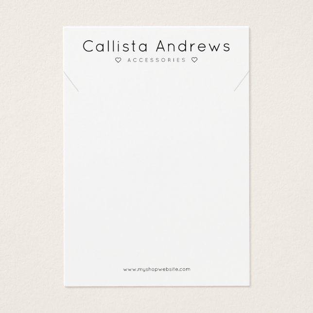 Simple Elegant White Black Hearts Necklace Display (Front)