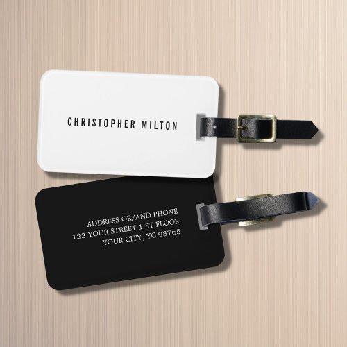 Simple Elegant White Black Luggage Tag