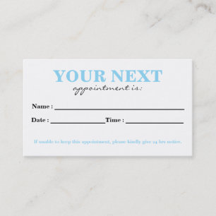 Simple Elegant White Blue Beauty Appointment Card