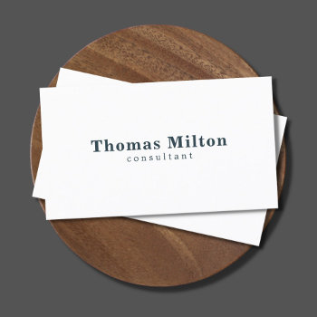 Simple Elegant White Blue Consultant Business Card by pro_business_card at Zazzle