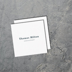 Simple Elegant White Blue Consultant Square Business Card