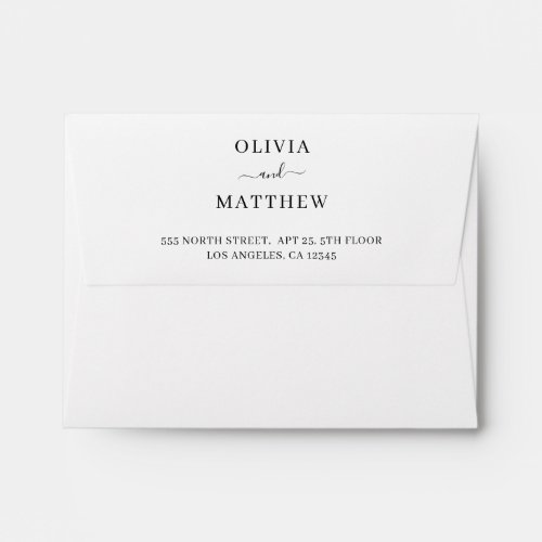 Simple Elegant White Classic Minimalist Wedding Envelope