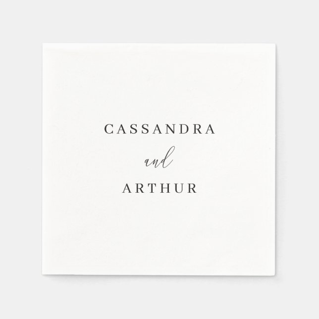 Simple Elegant White Classic Wedding Napkins (Front)