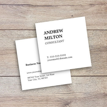 Simple Elegant White Consultant Square Business Card by pro_business_card at Zazzle