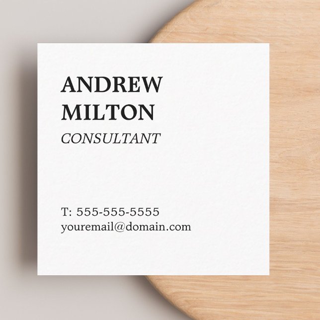 Simple Elegant White Consultant Square Business Card (Creator Uploaded)
