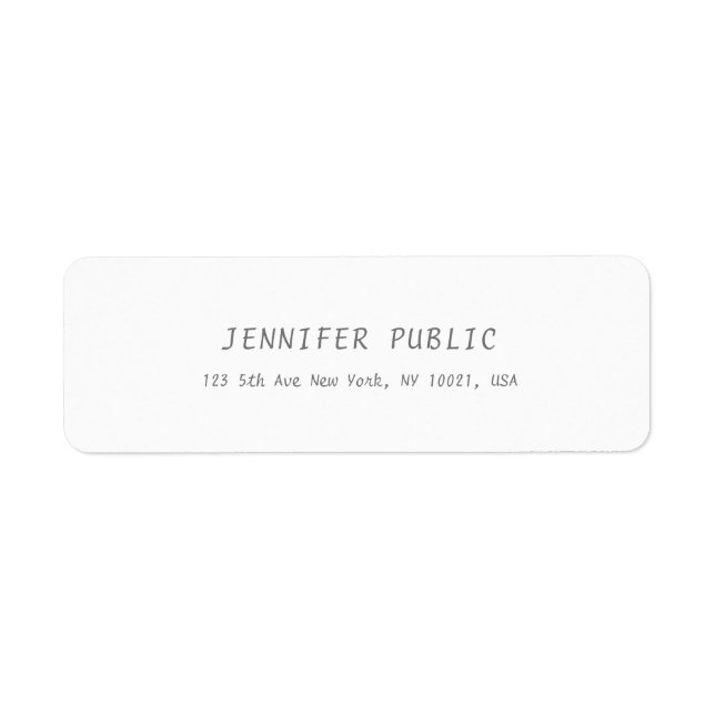 Simple Elegant White Cute Template Modern Script Label (Front)
