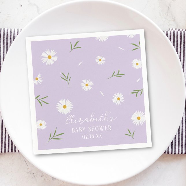 Simple Elegant White Daisies Baby Shower  Napkins (Creator Uploaded)