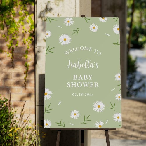 Simple Elegant White Daisies Baby Shower Welcome Foam Board