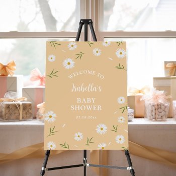 Simple Elegant White Daisies Baby Shower Welcome Foam Board by littleteapotdesigns at Zazzle