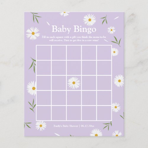 Simple Elegant White Daisy Baby Shower Bingo Game