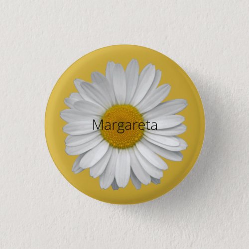 Simple Elegant White Daisy Flower on Gold Button