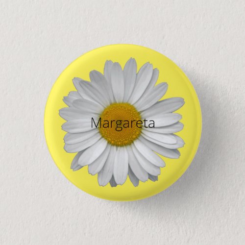 Simple Elegant White Daisy Flower on Yellow Button