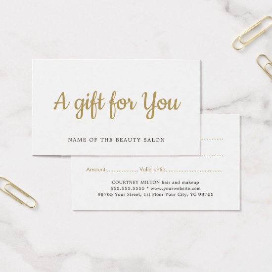 Simple Elegant White Faux Gold Beauty Gift card