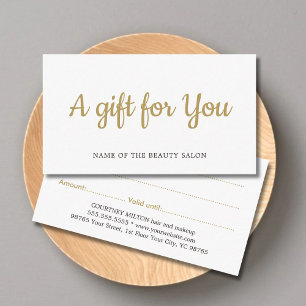 Simple Elegant White Faux Gold Beauty Gift card