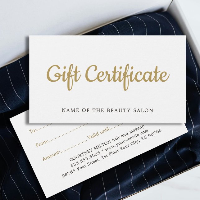 Simple Elegant White Faux Gold Beauty Gift card (Creator Uploaded)