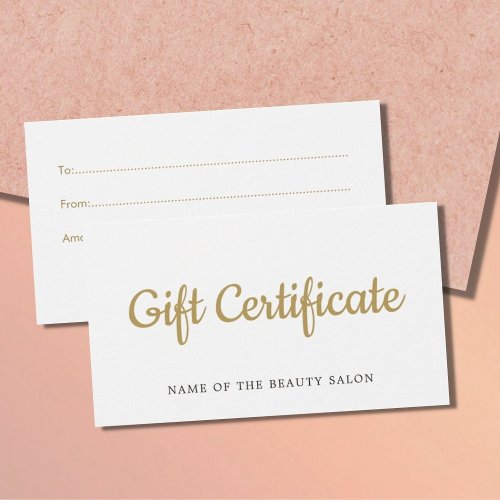 Simple Elegant White Faux Gold Beauty Gift card