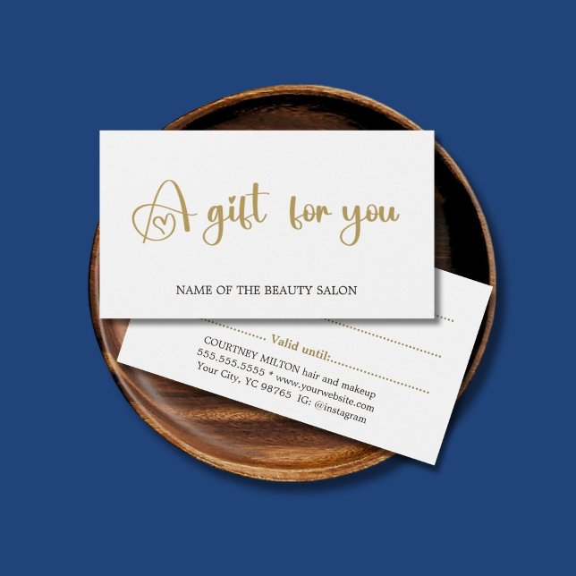 Simple Elegant White Faux Gold Beauty Gift card (Creator Uploaded)